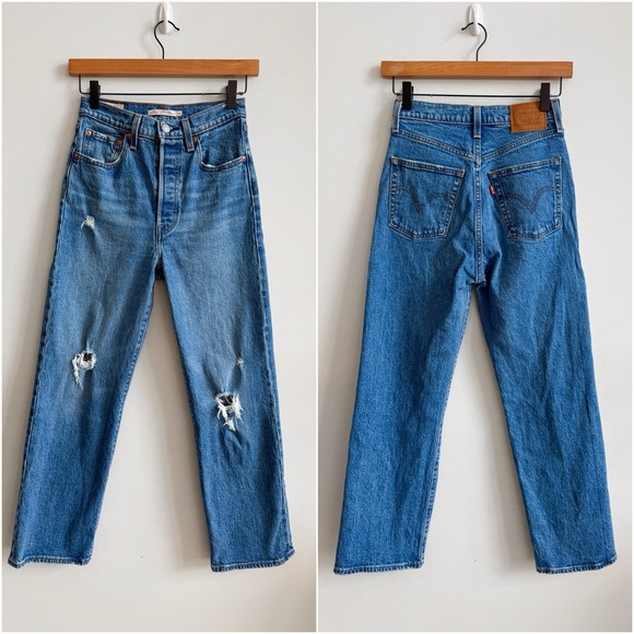 LEVI’S • Ribcage Straight Ankle Jean in Jive Tribe - Picture 3 of 12